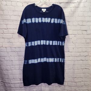 The Drop T-Shirt Dress Womens Small Blue Tie-Dye Beach Cover Up Crew Neck
